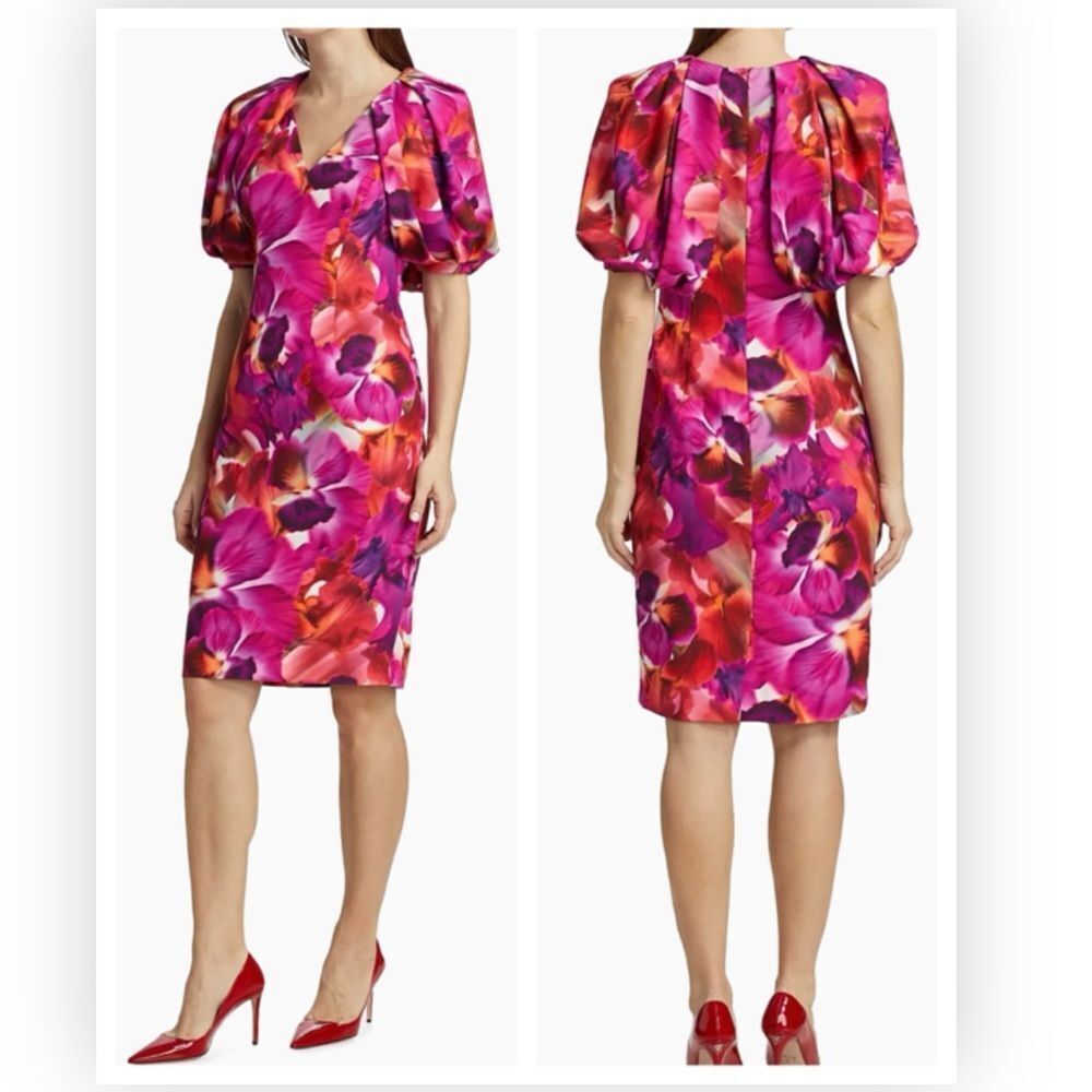 Badgley Mischka Purple Floral Dress $550